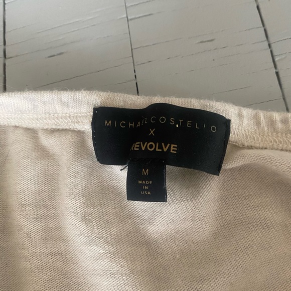 Michael Costello x REVOLVE Jace Off Shoulder Bodysuit in Oatmeal - Picture 6 of 8